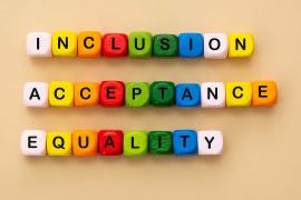 stock photo with the words Inclusion, acceptance, and equality