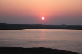 Sunset over a lake in South Dakota