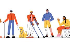 Illustrated figures depicting disabilities