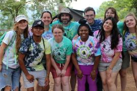 group of campers and staff standing together