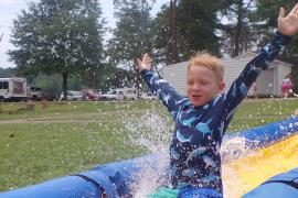 camper on slip n slide