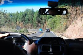 Driver with others cars visible through windshield