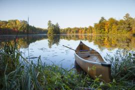 canoe on lake photo