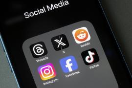 Phone displaying social media apps
