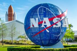 NASA signage at space center
