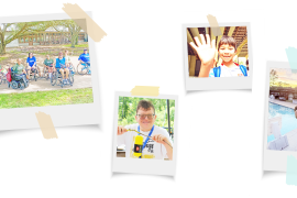 Polaroid style photos of campers