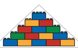 Building blocks stacked in a pyramid