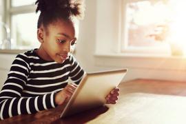 Young girl using a tablet