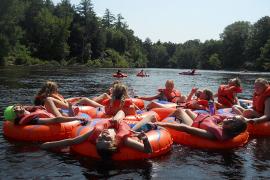 campers floating down river