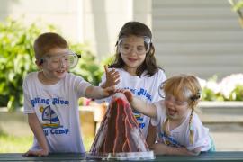 Campers doing an experiment