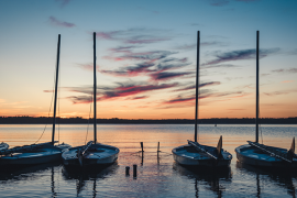 boats at sunset