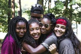 Staff in a group hug