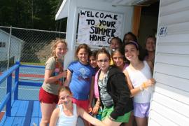 campers near bunkhouse