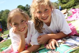 two girl campers smiling for camera